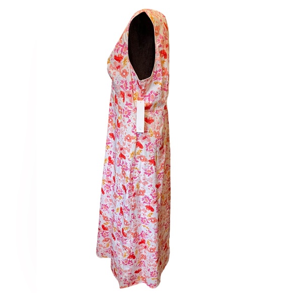 NEW Chloe + Rene White Pink Boho Hippie Earthy Preppy Artsy Floral Maxi Dress - Picture 4 of 7